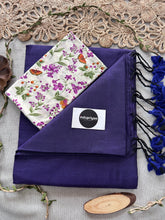 Purple Handloom Cotton Saree With  Flower Print Blouse